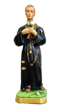 XL VINTAGE PLASTER SAINT GERALD / GERARD PRIESTS ALTAR TABLE STATUE FIGURINE