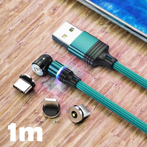3-in-1 180°+360° Magnetic Charger Cable For Apple Micro USB Type-C Samsung LG - Picture 34 of 38