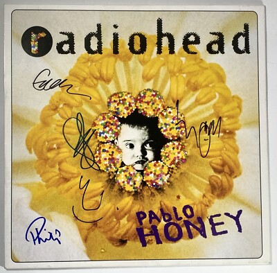 Radiohead group signed Pablo Honey Album autographed lp Thom Yorke Radiohead group signed Pablo Honey Album autographed lp Thom Yorke
