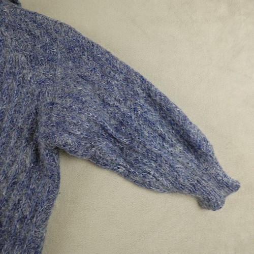 Hezur Sweater Womens M Blue Pullover Short Sleeve Wide Collared Knit VTG Mohair - Picture 15 of 19