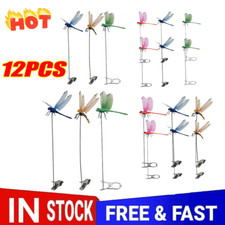 12 Fake Dragonfly Clips Clip on Dragonfly for Outdoors 3D Dragonfly Garden Deco 