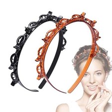 2 Pack Double Bangs Hairstyle Headband Toothed Hair Band for Women Girls