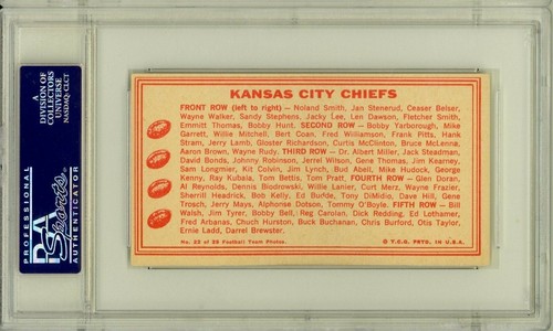1968 Topps Test Teams Football #22 KANSAS CITY CHIEFS PSA EX 5 - Picture 2 of 2