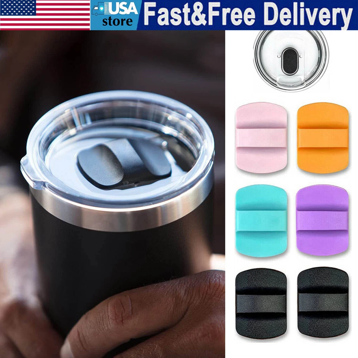 20/30oz Magnetic Slider Spill Proof Replacement Lid for YETI Rambler  Tumbler Cup