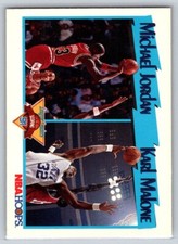 1991 NBA HOOPS  #306 LEAGUE LEADERS SCORING MICHAEL JORDAN/KARL MALONE NM-MT