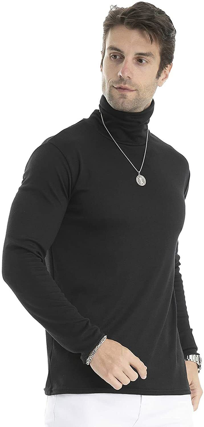 Men Slim Fit Lightweight Long Sleeve Pullover Top Turtleneck T-Shirt | eBay