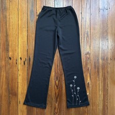 Vtg 00s Derek Heart metallic embroidered black flare pants Small 22  waist