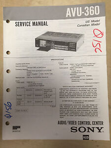 Sony Service Manual for the AVU-360 Audio/Video Control Center ~ Repair