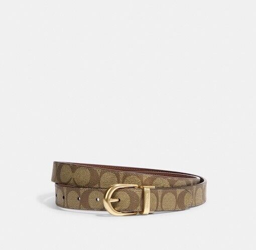 New Coach Classic Buckle Cut To Size Belt Gold/Khaki Saddle New Coach Classic Buckle Cut To Size Belt Gold/Khaki Saddle