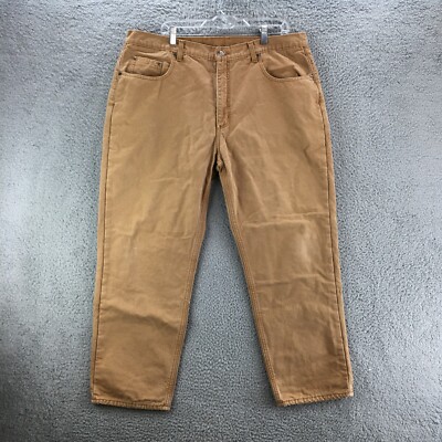 Mark Members Straight Jeans Mens 40x29 Beige Mid Rise 5 Pockets Flanned Lined