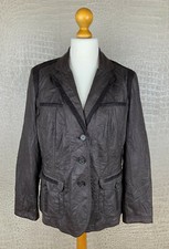 BONITA Damen Gr. 44 Crinkle Blazer Jacke braun Leder-Optik Crash 0A2