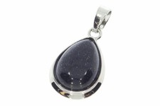  Blaufluss Cabochon oval Schmuck Anhänger mit Öse silber farben 26x16mm  HS663
