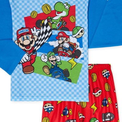 Nintendo Super Mario Pajamas Set Kart Bros PJ Pants Shirt Video