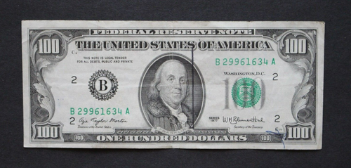 1977 $100 Federal Reserve Note/New York/avg circulation/F-2168B/FREE SHIPPING!