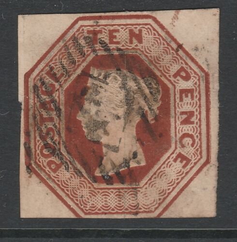 GB QV Embossed 10d brown sg57 with good emboss spec H2 used - Picture 1 of 2