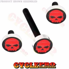 Silver Billet Fairing Windshield Hardware Kit 14-Up Harley - RED SKULL G BLACK