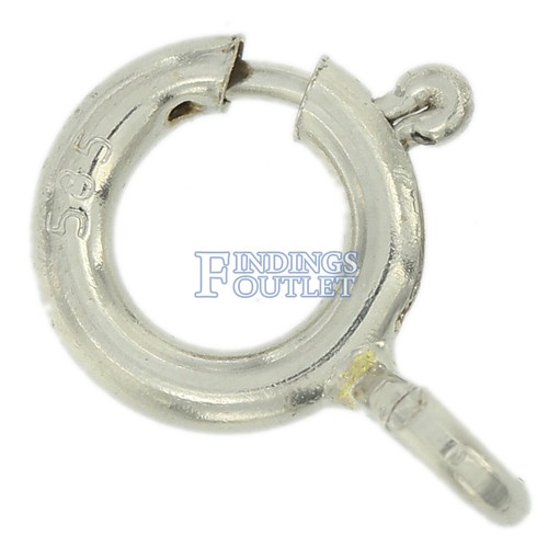 14K Solid White Gold 6mm Spring Ring Clasp Round Open Jump Ring 1 Piece USA - Picture 5 of 5