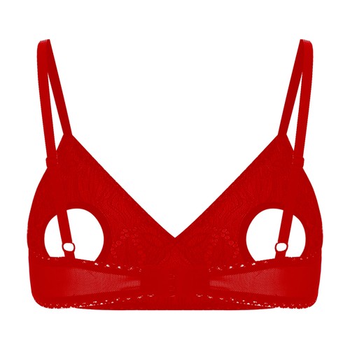 Reggiseno donna Lingeries maglia scavata capezzoli aperti senza fili sfoderato top bralette - Foto 28 di 53