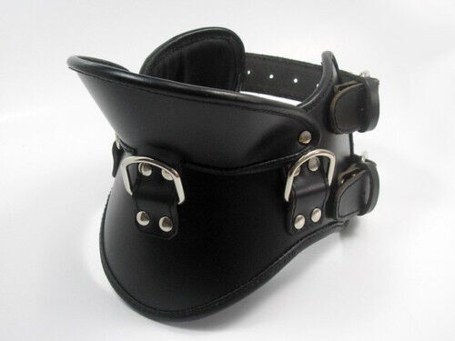 BDSM Leather Neck Collar with Leather Lining and D-Ring Neck Harness - Picture 1 of 1