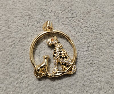 Stunning Turkish Design Gold Plated Leopard   Cat   Zirconia Pendant