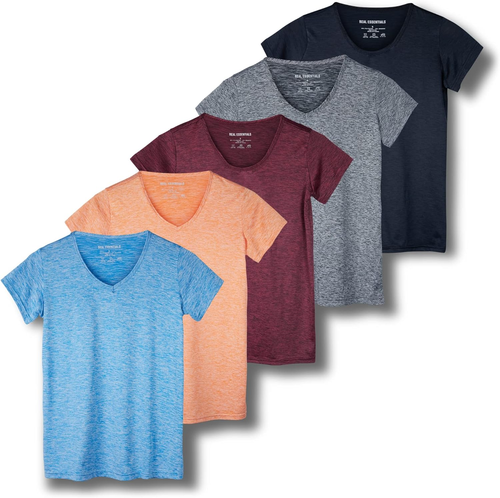 5 Pack: Women'S Short Sleeve V-Neck Activewear T-Shirt Dry-Fit Wicking Yoga Top - Picture 11 of 12