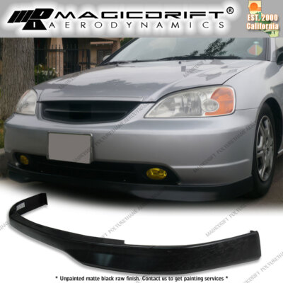 For 01-03 Honda Civic 2DR 4DR ITR Type R Style Front Bumper Chin Spoiler Lip PU