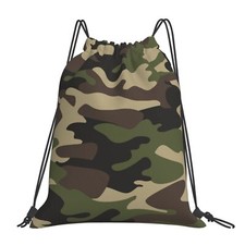 Green Brown Camo Unisex Drawstring Backpack Bag Sport Gym Dance Travel Sackpack