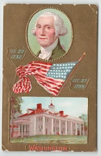 Postcard Vintage Embossed Gilded Patriotic George Washington Birthday