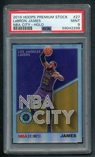 LeBRON JAMES 2019 Hoops Premium Stock NBA City HOLO!! Prizm PSA 9 MINT!!