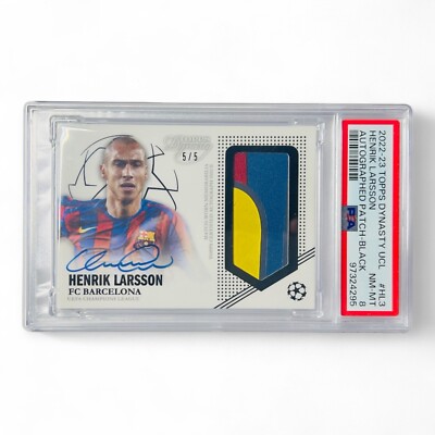 Henrik Larsson 5/5  Auto Patch FC Barcelona Topps Dynasty Autograph PSA - AP-HL3