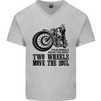 T-Shirt T-Shirt Two Wheels Move the Soul Motorrad Biker Herren V-Ausschnitt Baumwolle