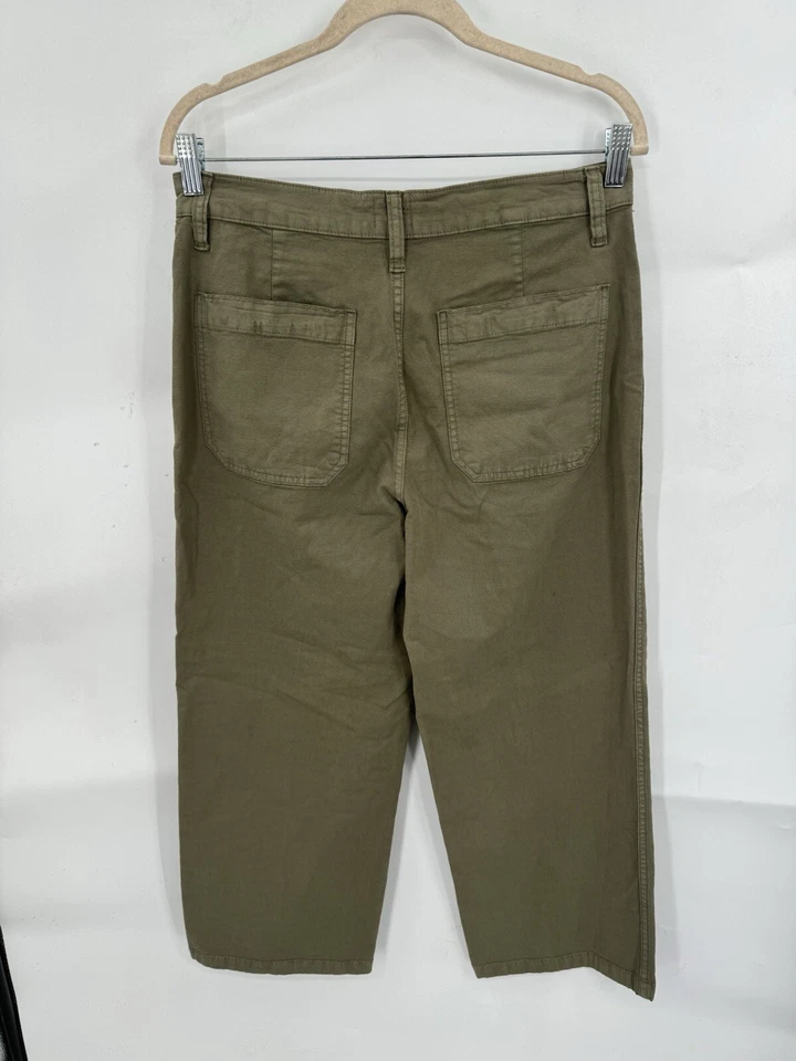 J Crew Slim Wide Leg Pants 29 Garment Washed Army Green Fairy Gremlin Goblin - Image 3 of 4