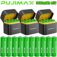 8/16/24/32PCS 1.5V 3400mWh AA Rechargeable Lithium Battery with Charger Box