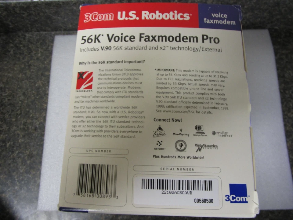 3Com US Robotics 56K V.90 USB External Voice Fax Modem Pro 5605. Open Box - Image 3 of 4