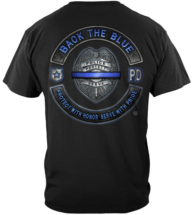 Back The Blue T Shirt Police Officer USA Protect With Honor Serve