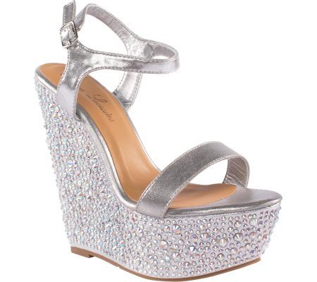 Lauren Lorraine PARI Silver Super High Platform Wedge Rhinestone Formal  Sandals | eBay