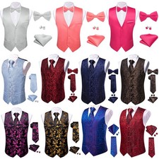 XS-6XL Mens Paisley Waistcoat Wedding Formal Casual Vest Gielt Tuxedo Prom Gift