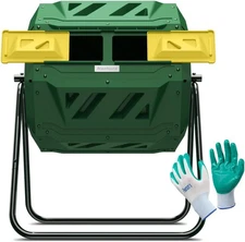 Nazhura Compost Tumbler Bin Composter Dual Chamber 43 Gallon  Green (DNT CTRB19)