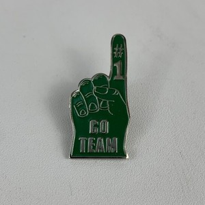 #1 Go Team Green Foam Finger Hand Enamel Collector Pin