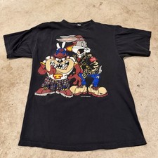 Vintage 90s Looney Tunes Taz  Bugs Bunny Hip Hop T Shirt Front Back Mens Large