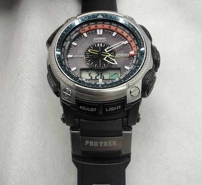 CASIO PROTREK PRW-5000 Solar Radio Quartz Men's Watch Black Dial