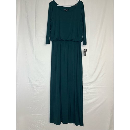 NEW Boston Proper Women Maxi Dress Solid Green Long Sleeve Size L Casual Jersey
