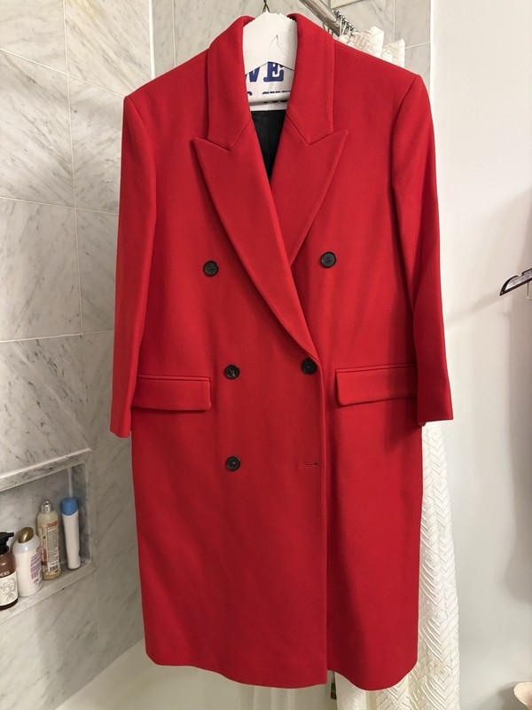 Zara Red Coat. Size S. Perfect Condition. Super Stylish, With Black Buttons