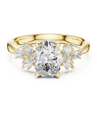 Anello in argento certificato 1,00 ct + diamante bianco taglio ovale creato i...