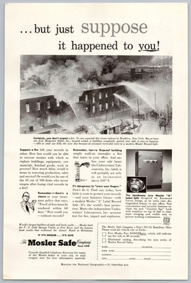 1952 Mosler Safe Company Ohio Vintage Print Ad: Brooklyn NY Fire Protection