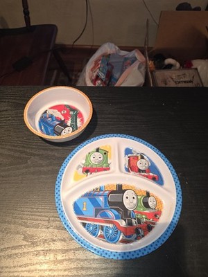 Thomas the Tank Engine Divided 8.5'' Plate & Bowl 5.5'' Zak Designs Melamine