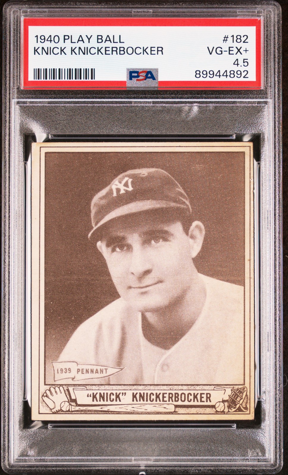 Knick Knickerbocker #182 Baseball Cards 1940 Play Ball trading card — raw and PSA graded price guide