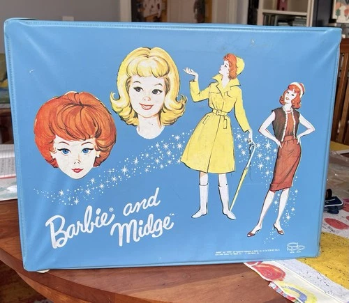 Vintage Barbie & Midge Vinyl Carrying Case, Circa 1964. Good Used Condition