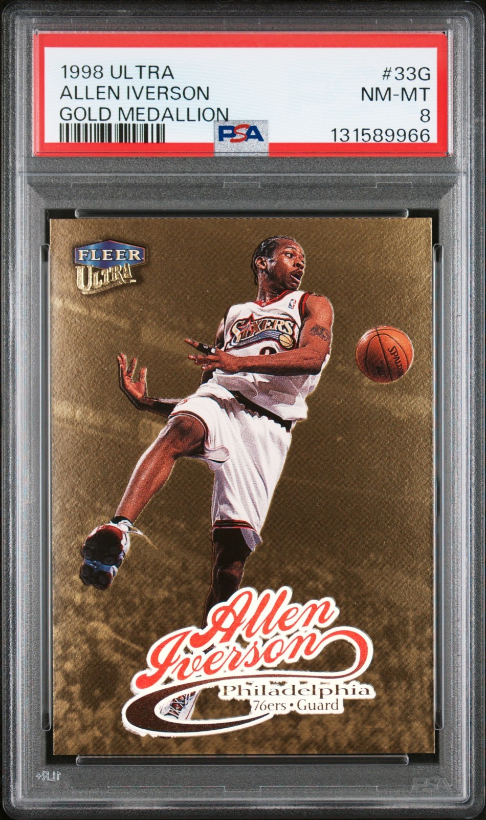 PSA 8 1998 ULTRA  ALLEN IVERSON GOLD MEDALLION #33G NMMT