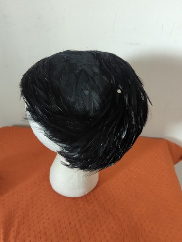 Sombrero Fascinador Vintage Damas Plumas Negras Lentejuelas - Imagen 7 de 10